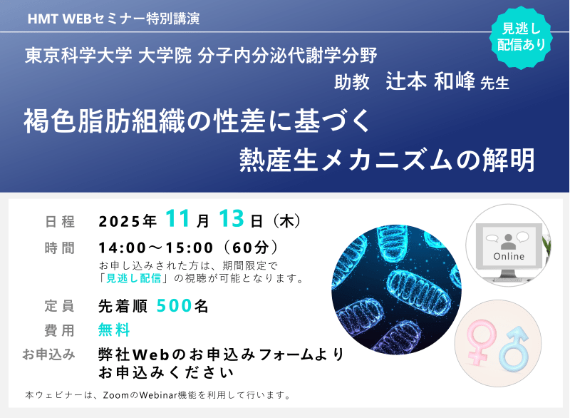2025年11月13日HMTウェビナー「褐色脂肪組織の性差に基づく熱産生メカニズムの解明」